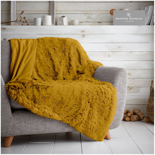 Hug And Snug Ochre Bed Throw Double Size 120 x 150cm