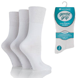 6 Pairs Ladies Diabetic Gentle Grip Socks White Size 4-8