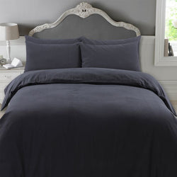 100% Brushed Cotton Complete Bed In A Bag Charcoal Black Duvet Set