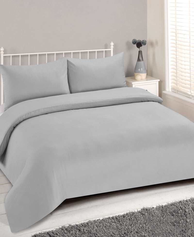 Brentfords Plain Dye Grey Duvet Set