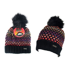 Ladies Heat Machine Pom Pom Hat Multi Colours