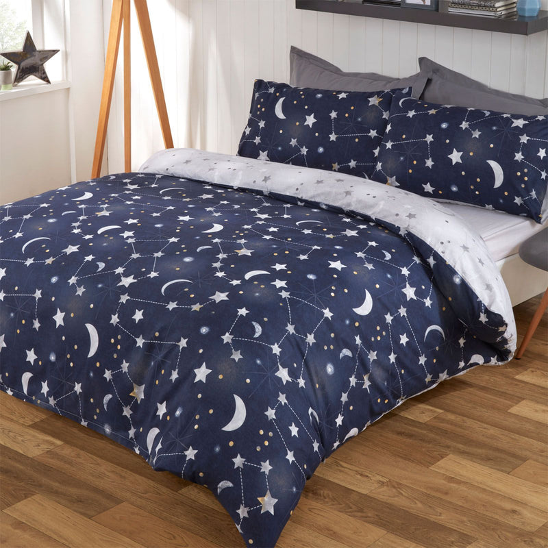 Children Night Sky Reversible Blue Duvet Set