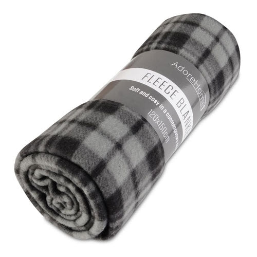 Fleece Blanket Chequered Grey Small