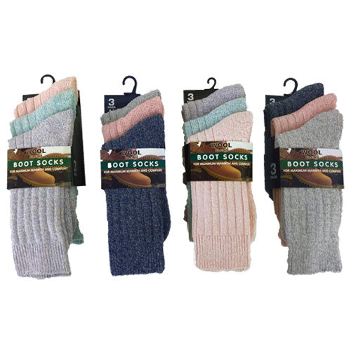 6 Pairs Ladies Wool Blend Boot Socks Size 4-8