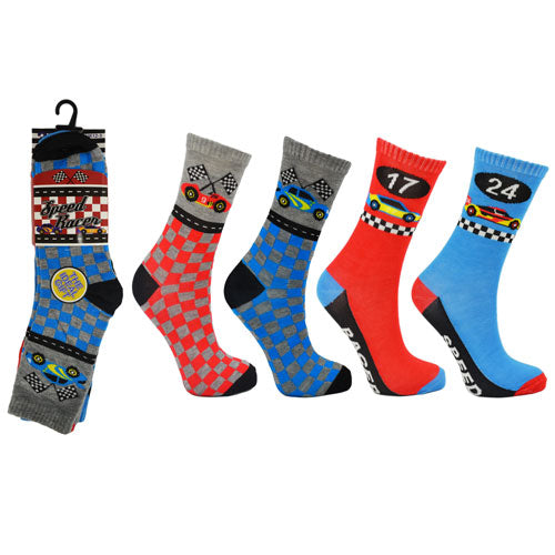 6 Pairs Speed Racer Childrens Novelty Socks Size 3-5