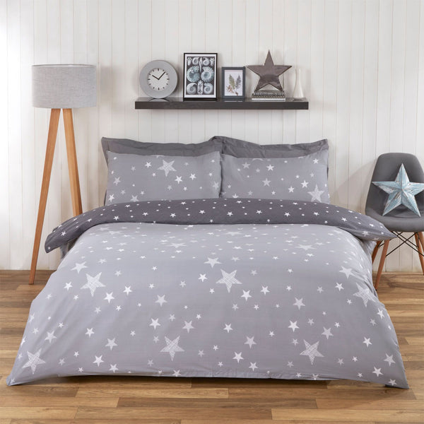 Children Stars Reversible Grey Duvet Set