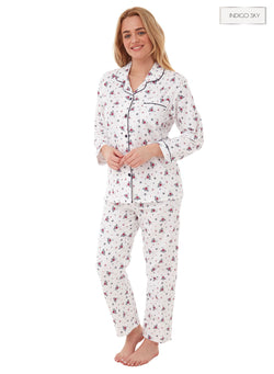 Ladies Ivory Robin Brushed Cotton Pyjamas by Indigo Sky Size 8 - 20