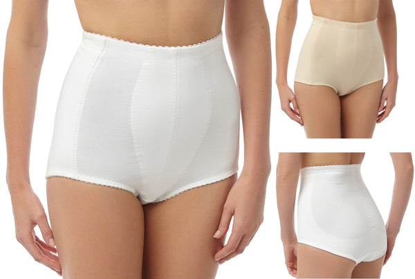 2 Pairs Ladies Cotton Rich Medium Control Tummy Tuck & Bum Lift Briefs Girdles by Marlon Size Small - 3XL