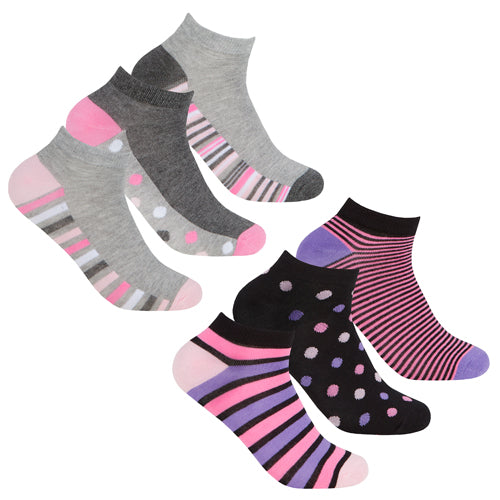 12 Pairs Bamboo Trainer Socks Spot Design Size 4-7