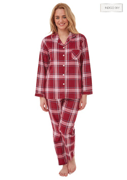 Ladies Ruby Checked Brushed Cotton Pyjamas by Indigo Sky Size 8 - 20