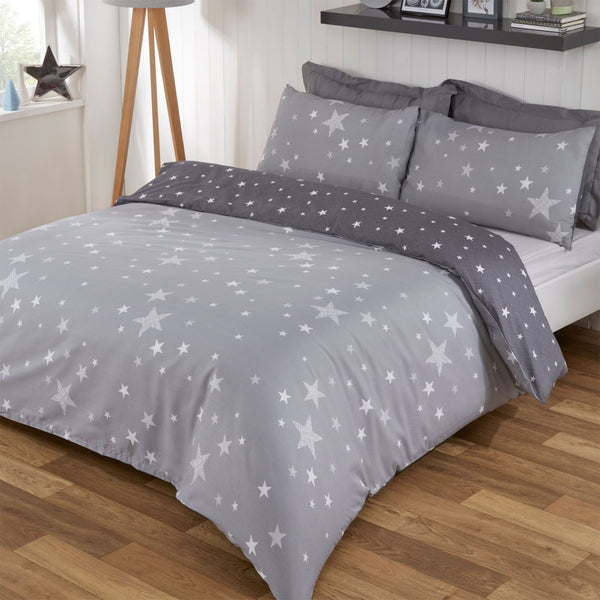 Children Stars Reversible Grey Duvet Set