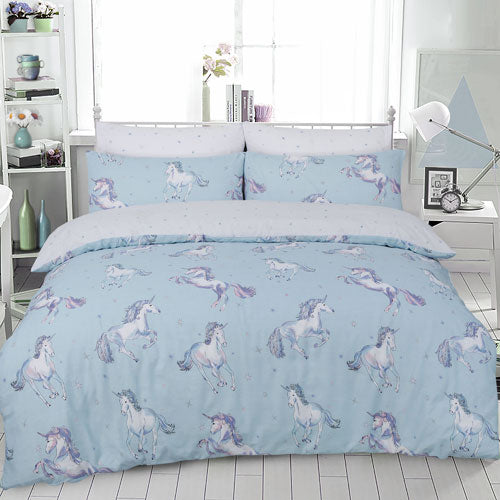 Paintly Unicorn Duckegg Reversible Duvet Set