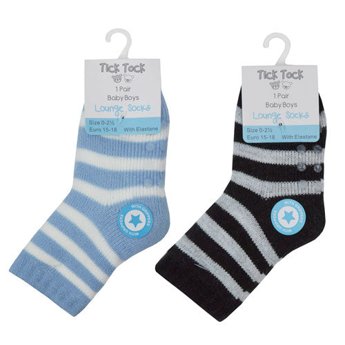 2 Pack Baby Boys Striped Socks With Grip