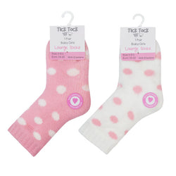 2 Pack Baby Girls Spotted Socks With Grip