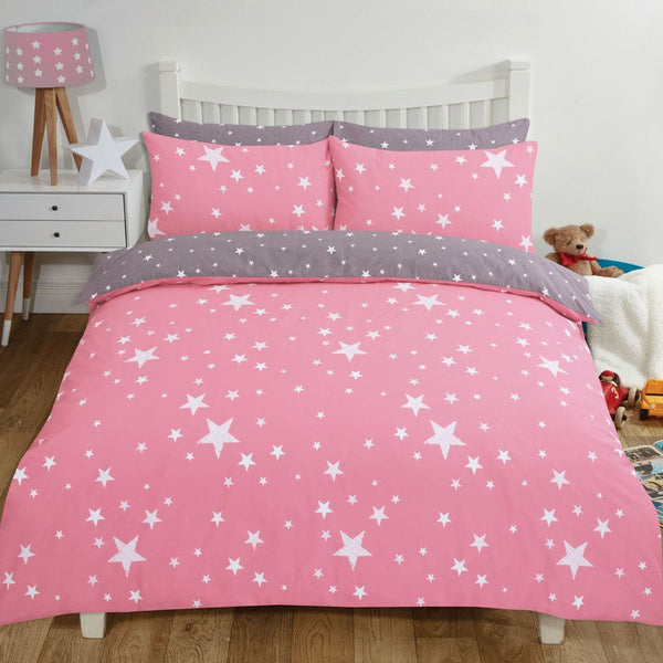 Children Stars Reversible Pink Duvet Set