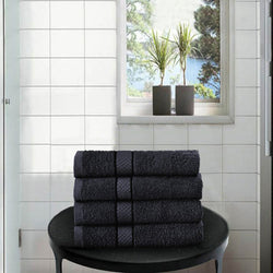 4 Pack Hand Towels Dickens Black