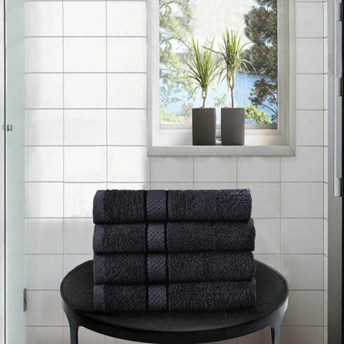 4 Pack Hand Towels Dickens Black