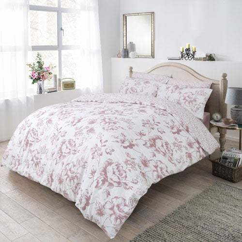 Monochrome Floral Blush Reversible Duvet Set