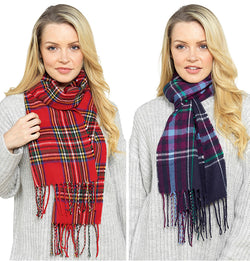 Ladies Fleece Tartan Checked Scarves by Foxbury