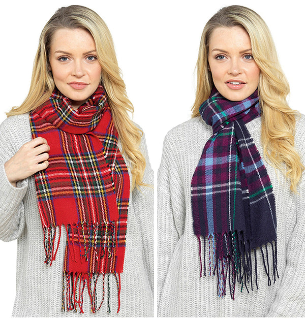 Ladies Fleece Tartan Checked Scarves by Foxbury