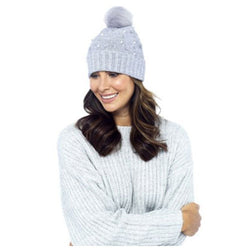 Ladies Studded Bobble Hat With Pom Pom