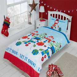 CHILDRENS CHRISTMAS BEDDING LET IT SNOW DUVET SET