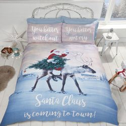 Christmas Santa Is Coming To Town Duvet Cover Set