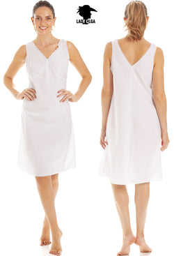 Ladies Poly Cotton Full Slips With Embroidery Built Up Shoulder