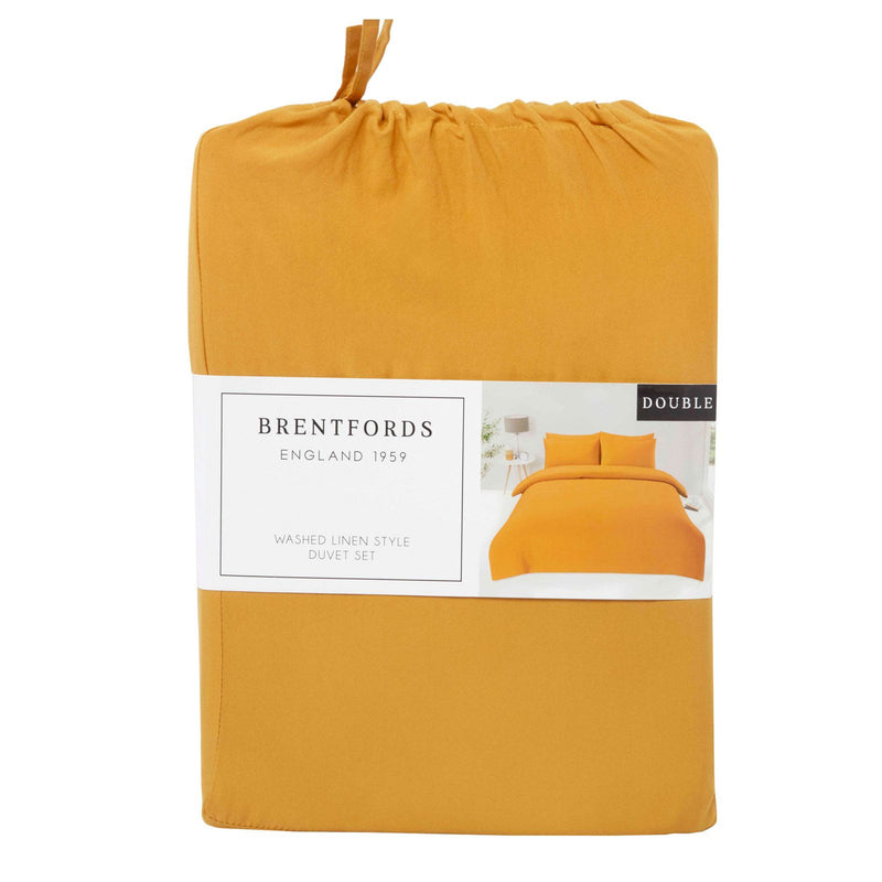 Brentfords Washed Linen Ochre Yellow Duvet Set