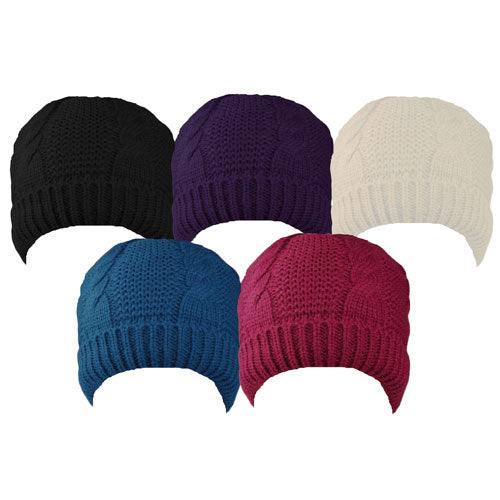 Ladies Cable Knit Beanie With Super Cosy Lining