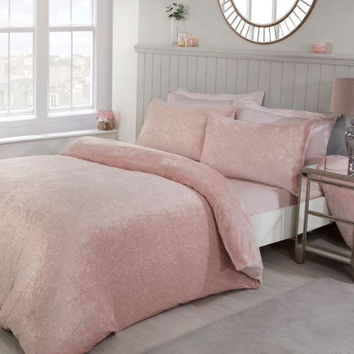 Glitter Foil Fleece Blush Pink Duvet Cover Set