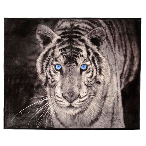 Faux Mink Animal Blanket White Tiger