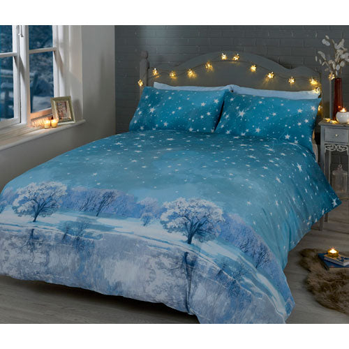 Christmas Starry Nights  Blue Duvet Cover Set