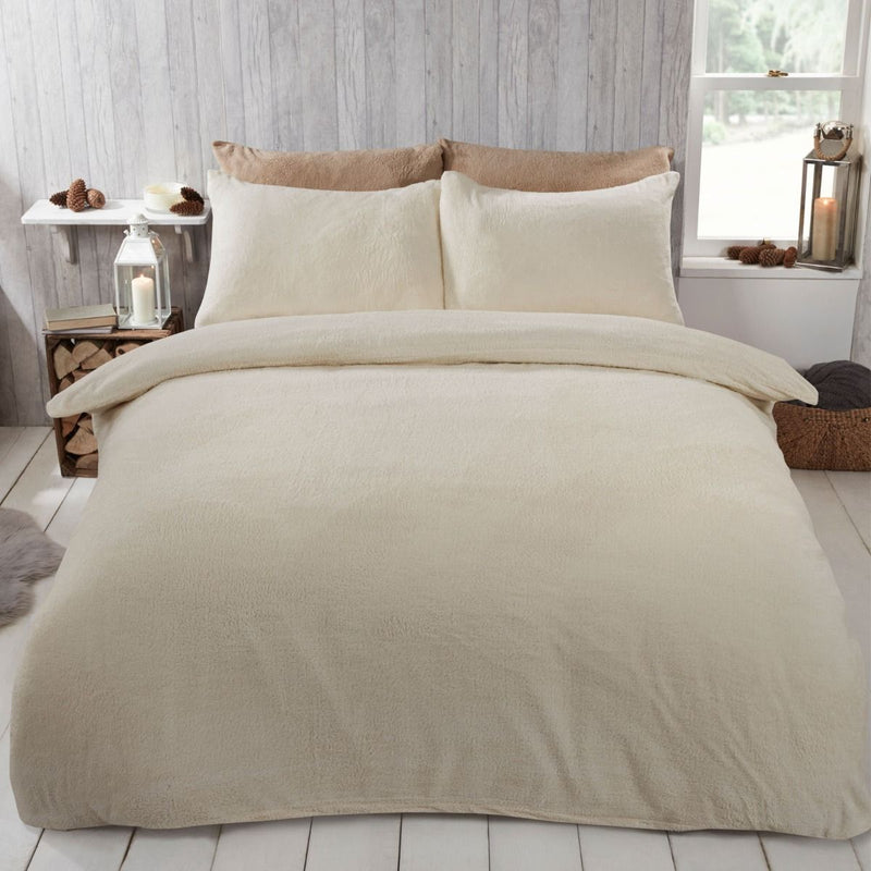 Brentfords Teddy Fleece Cream Duvet Cover Set