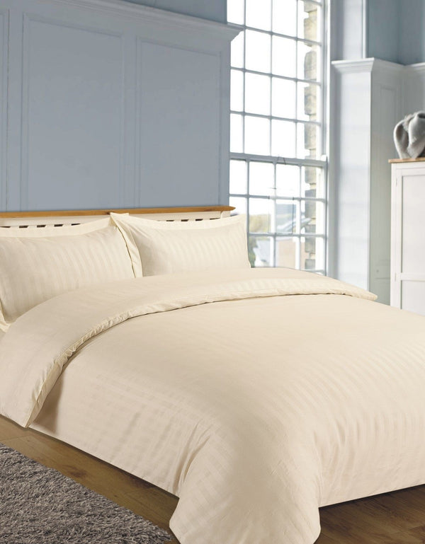 Brentfords Satin Stripe Cream Duvet Set