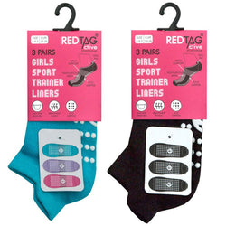 6 Pairs Girls Sport Trainer Socks With Sole Gripper